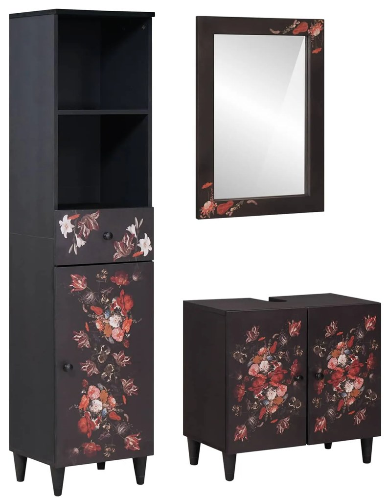 vidaXL Conjunto de Armários para Banheiro com gaveta com porta 3 pcs