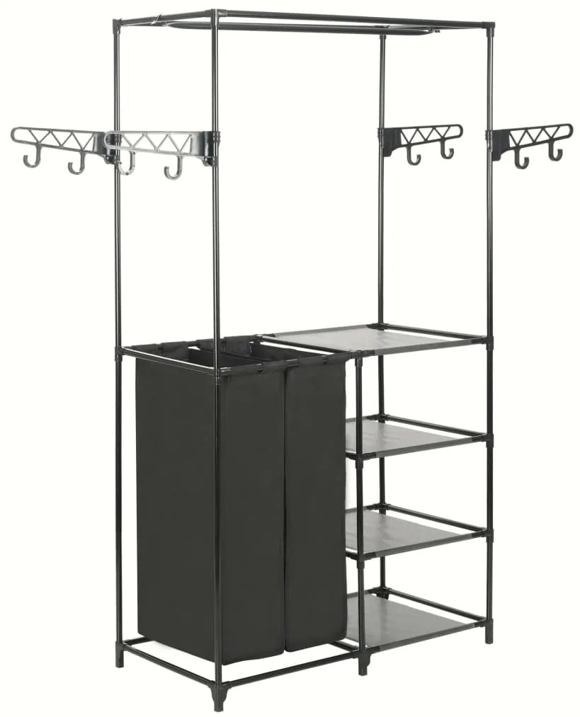 Suporte para roupas aço e tecido não tecido 87x44x158 cm preto