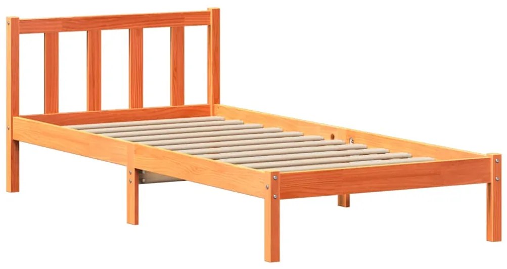 Cama sem colchão 75x190 cm madeira de pinho maciça castanho-mel
