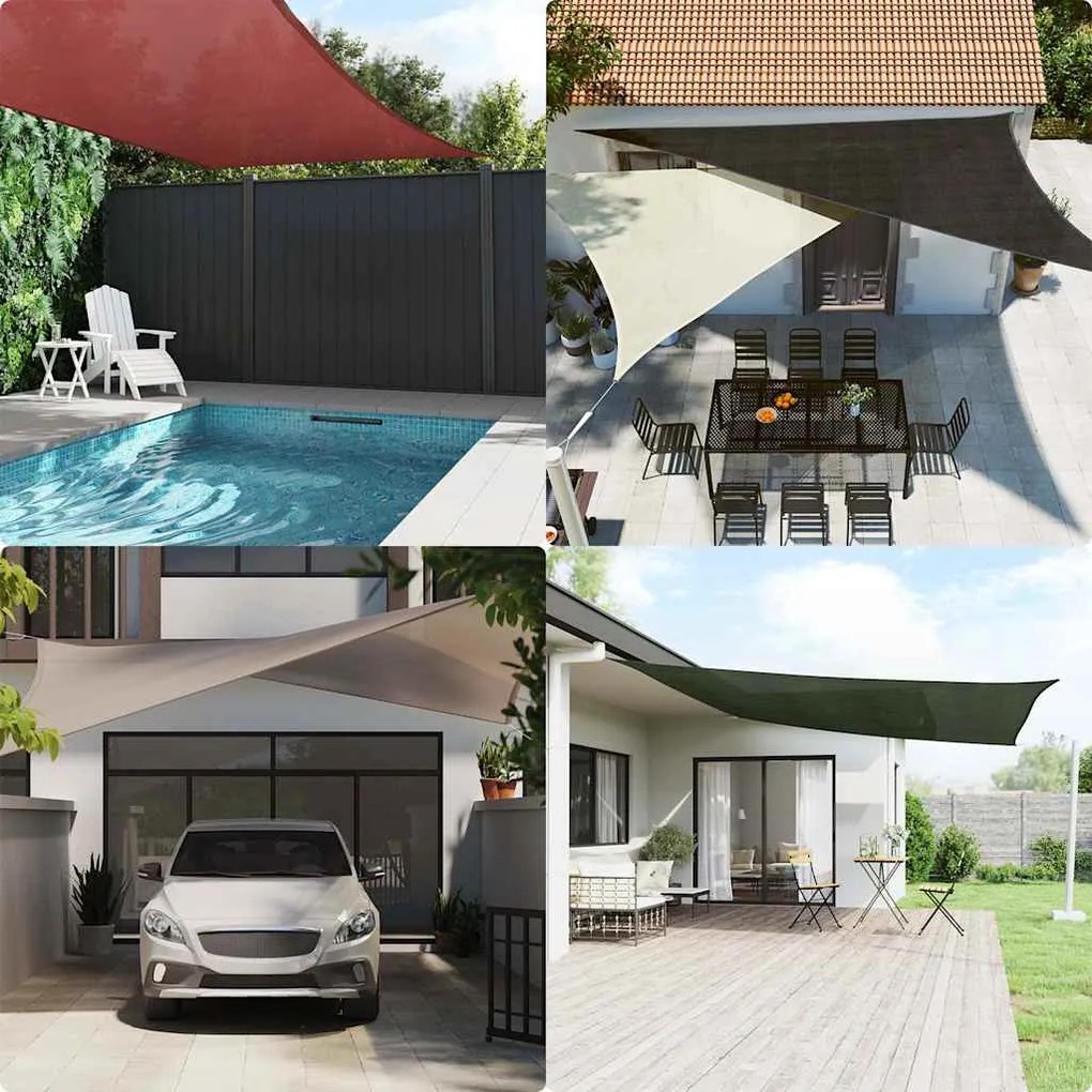 Para-sol estilo vela triangular 160 g/m² 4x5x6,8 m PEAD areia
