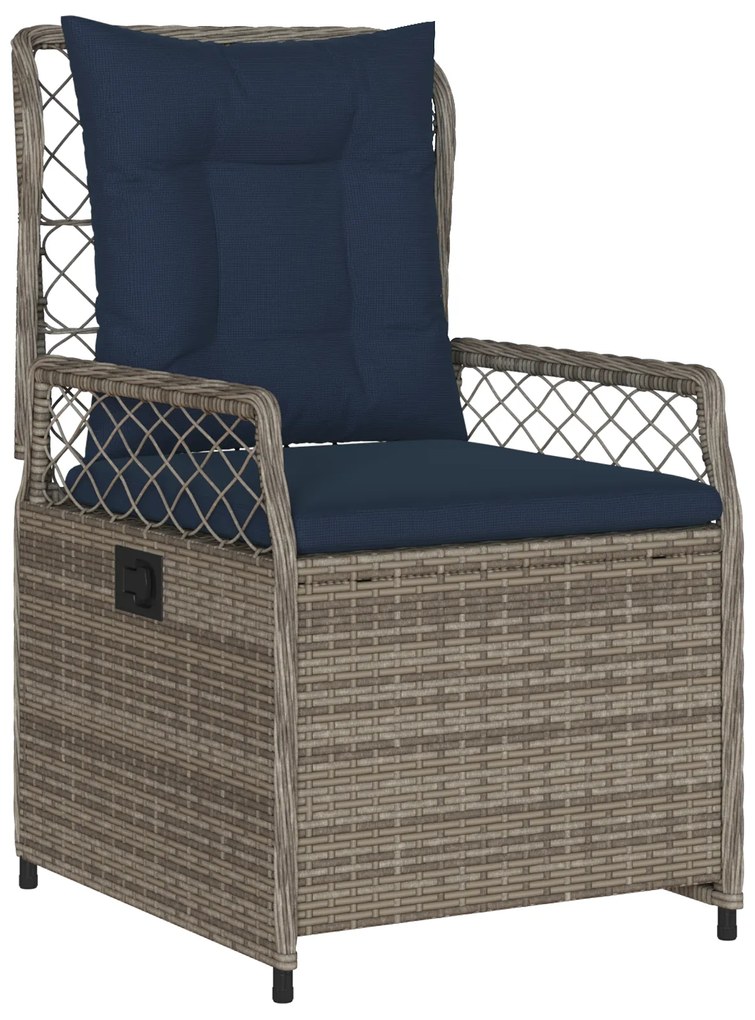 Conjunto de Jantar de Jardim 7 Peças Rattan PE Cinza