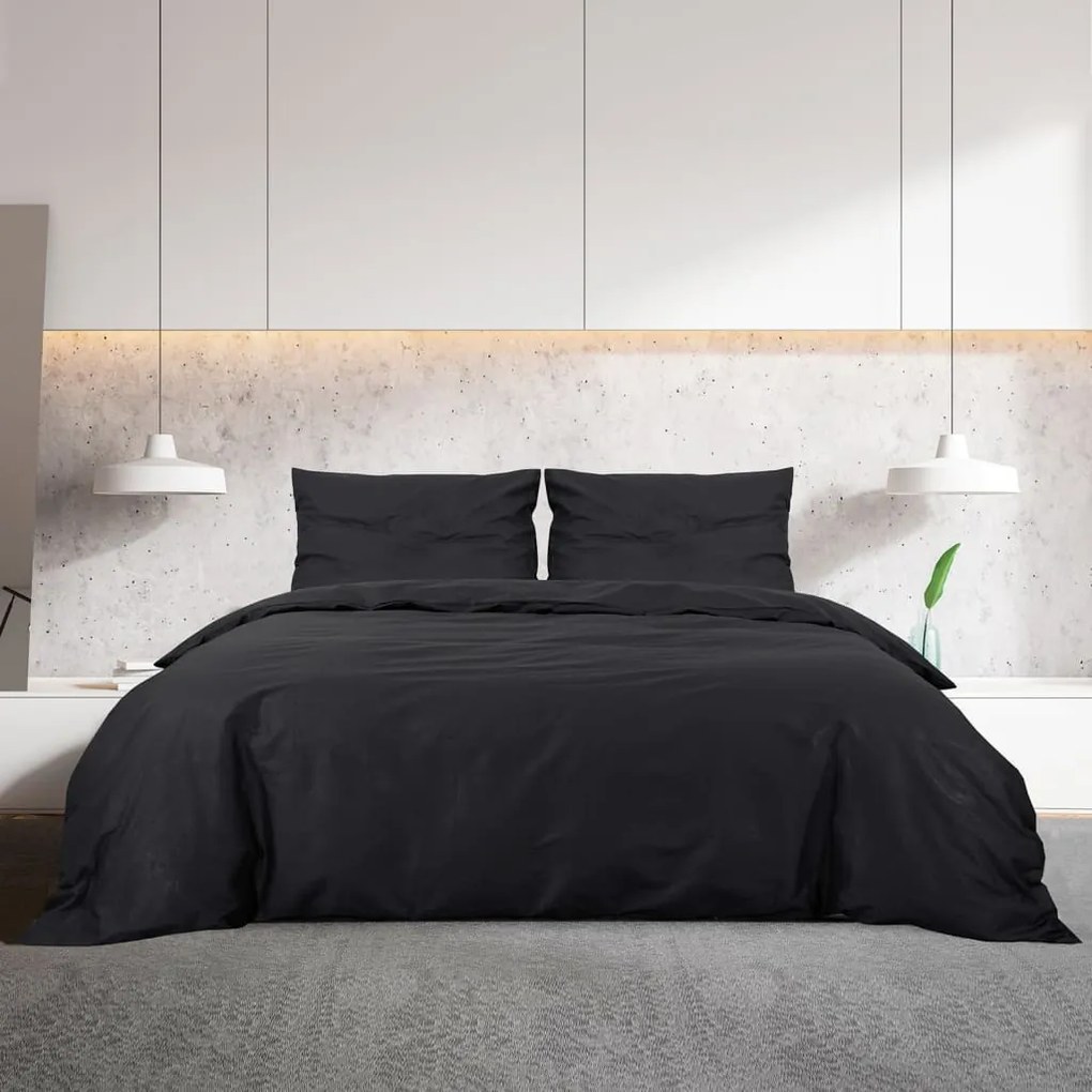 Conjunto de capa de edredão 220x240 cm algodão preto