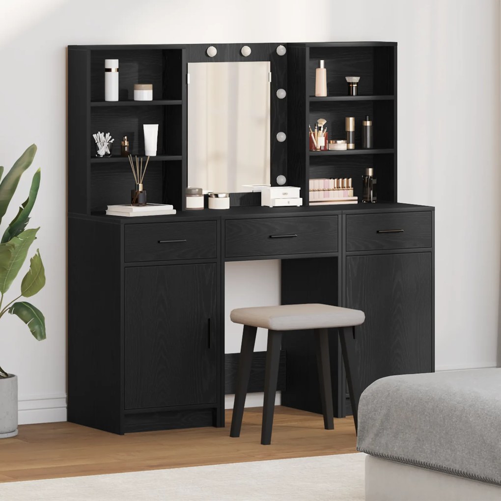 Conjunto de Touador de 3 Peças vidaXL Preto em Madeira Revestida
