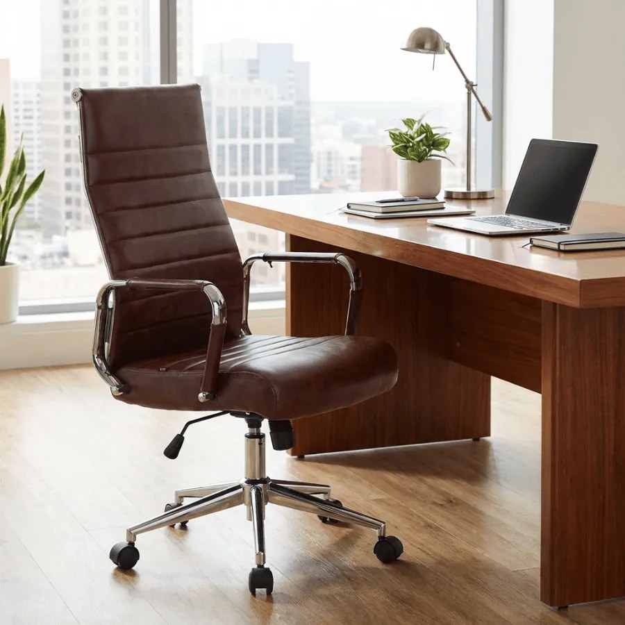 Cadeira de escritório Kolumbus em couro sintético Vermelho Bordô