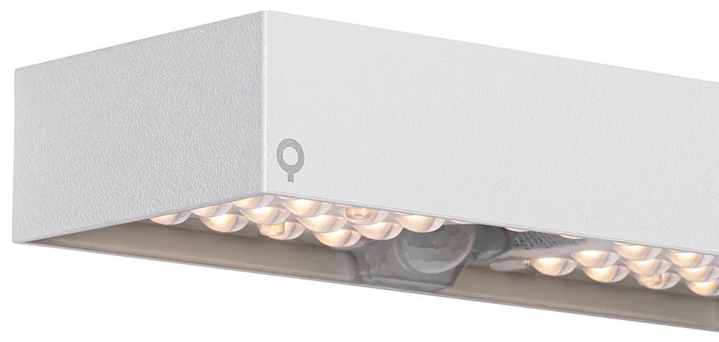 Candeeiro de parede exterior branco com luz regulável e sensor solar - Kayo