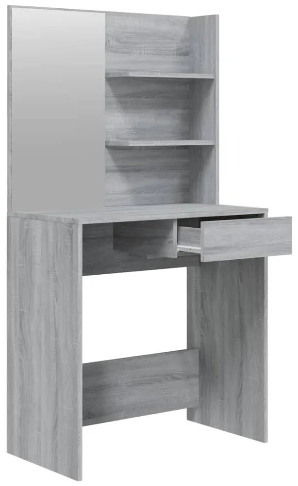 Toucador com espelho 74,5x40x141 cm cor sonoma cinzento