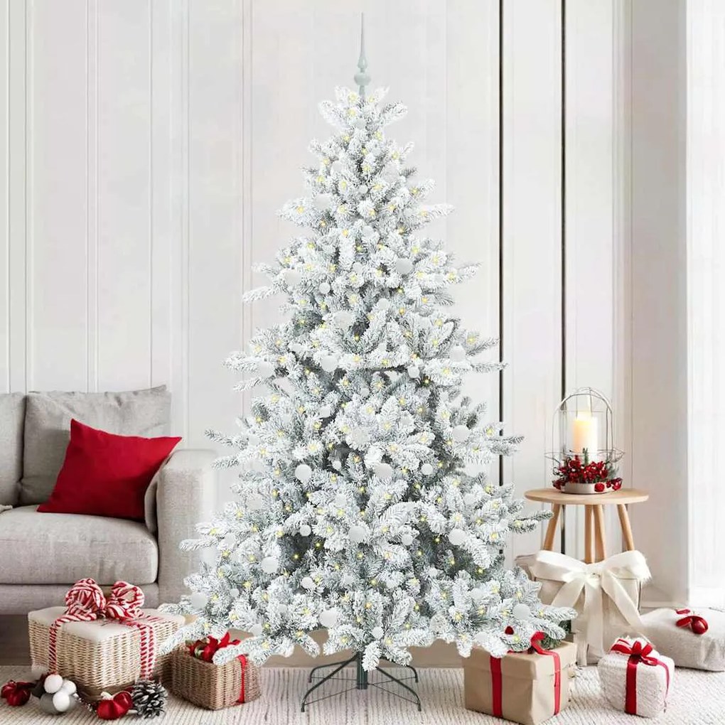 vidaXL Árvore de Natal Articulada Artificial Branco 210 cm PVC e Aço