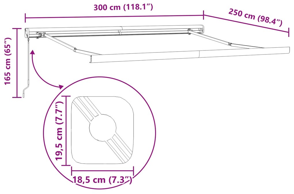Toldo Manual Retrátil Creme 300x250 cm