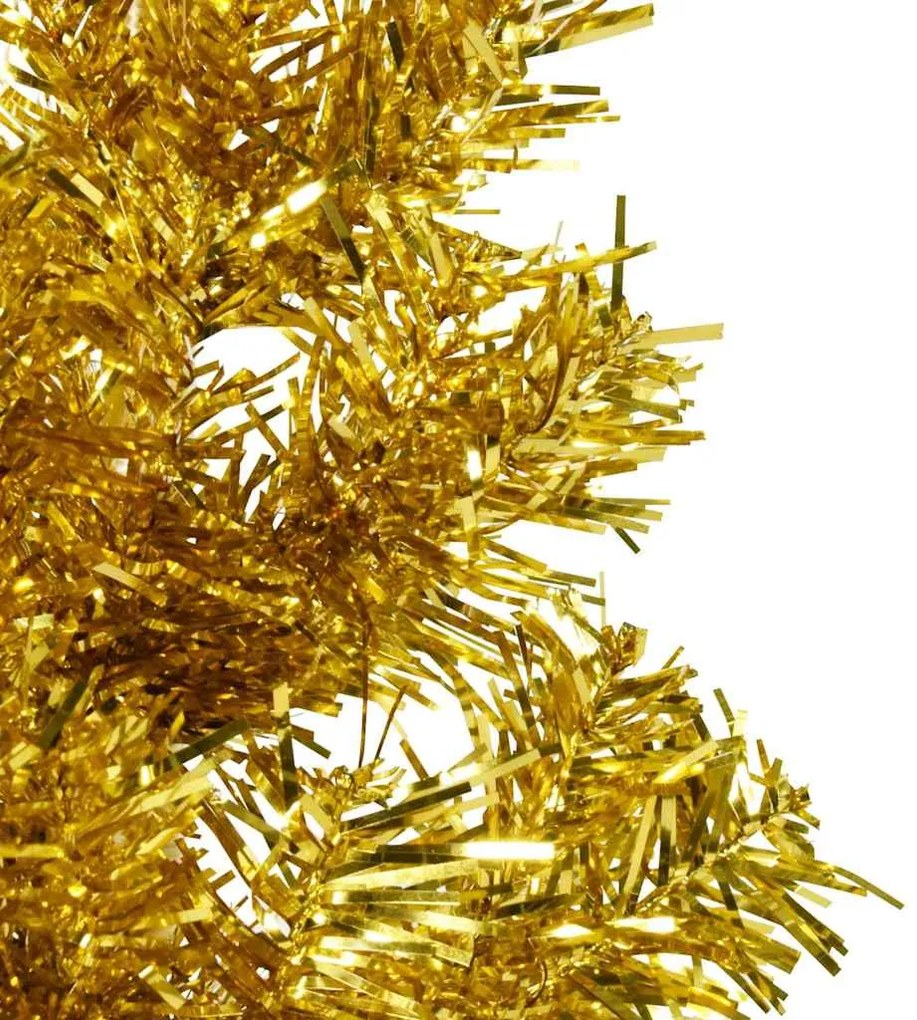 Meia árvore de Natal fina com suporte 210 cm dourado