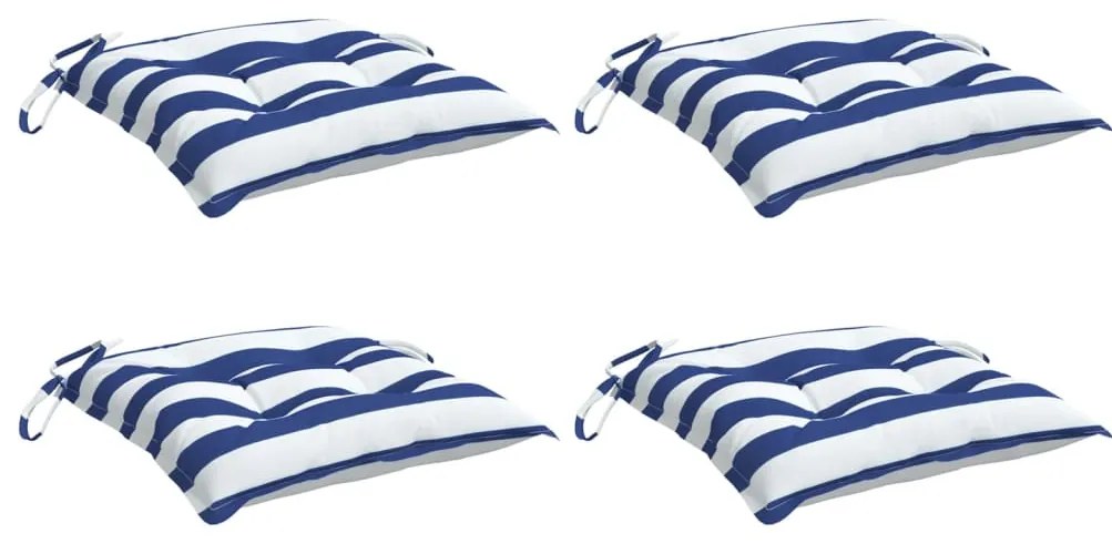 Almofadões p/ cadeira 4pcs 40x40x7 cm tecido riscas azul/branco