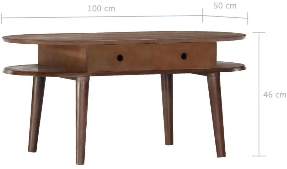 Mesa de centro 100x50x46 cm madeira de acácia maciça