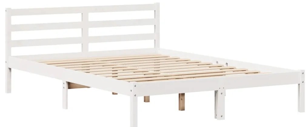 Cama com estante sem colchão 160x200 cm pinho maciço branco