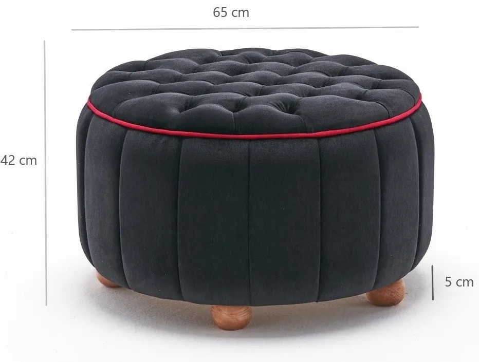 Pouffe Jasmin – Anthracite &amp; Pink – 65 cm x 42 cm x 65 cm