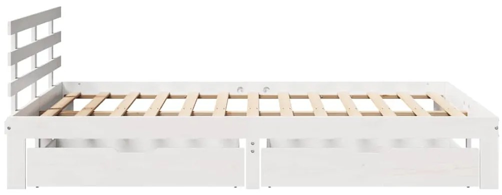 Estrutura de cama com gavetas 160x200 cm pinho maciço branco