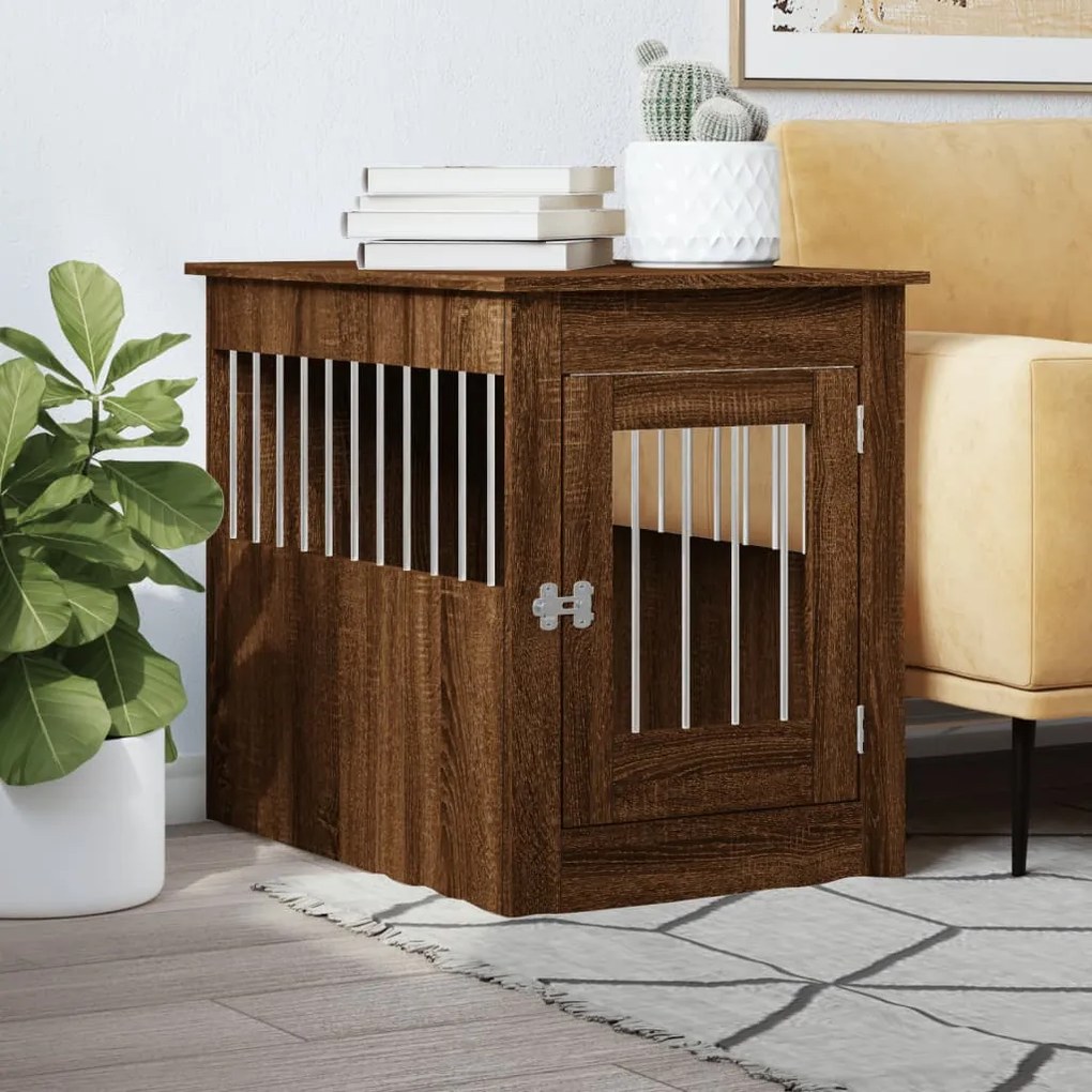 vidaXL Móvel casota para cão derivados de madeira carvalho castanho