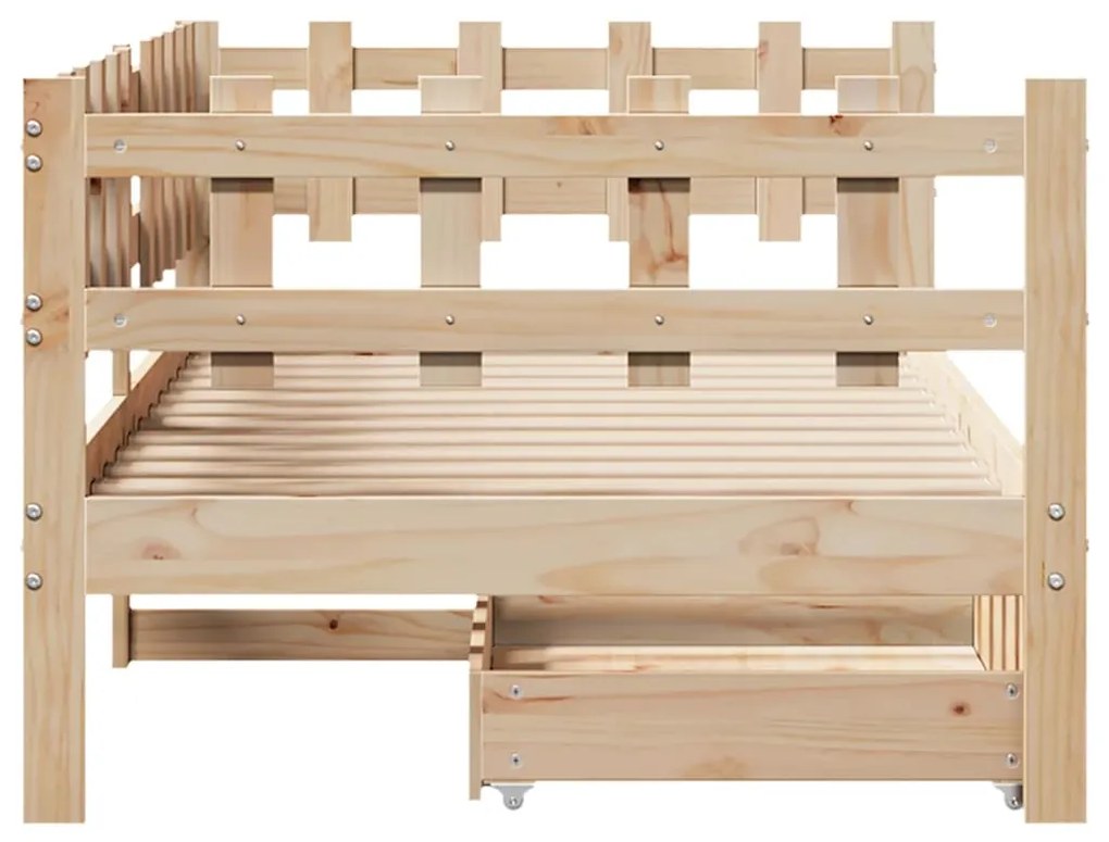 Sofá-cama com gavetas 90x200 cm madeira de pinho maciça