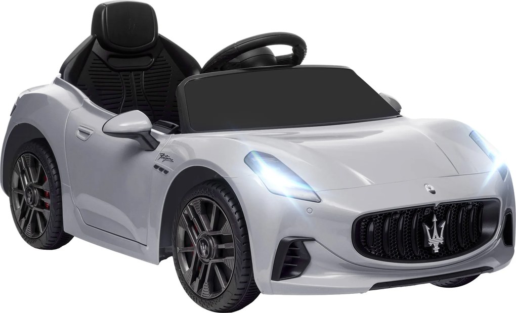 AIYAPLAY Carro Elétrico para Crianças Maserati Gran Turismo Folgore 12V Controlo Remoto Faróis Buzina e Música MP3 98x59x43 cm Cinza | Aosom Portugal