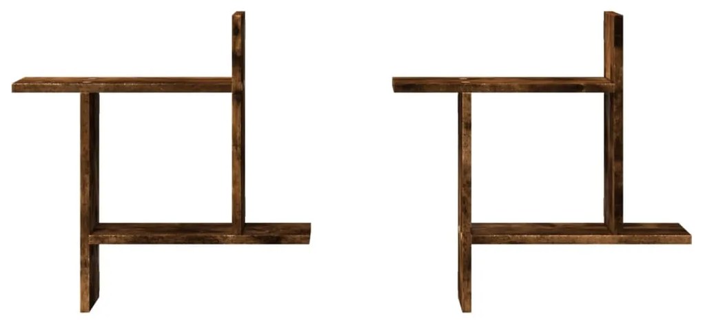 Prateleiras de parede 2 pcs derivados madeira carvalho fumado