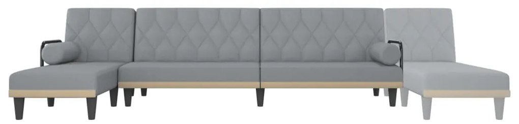 Sofá-cama em forma de L 260x140x70 cm tecido cinzento-claro