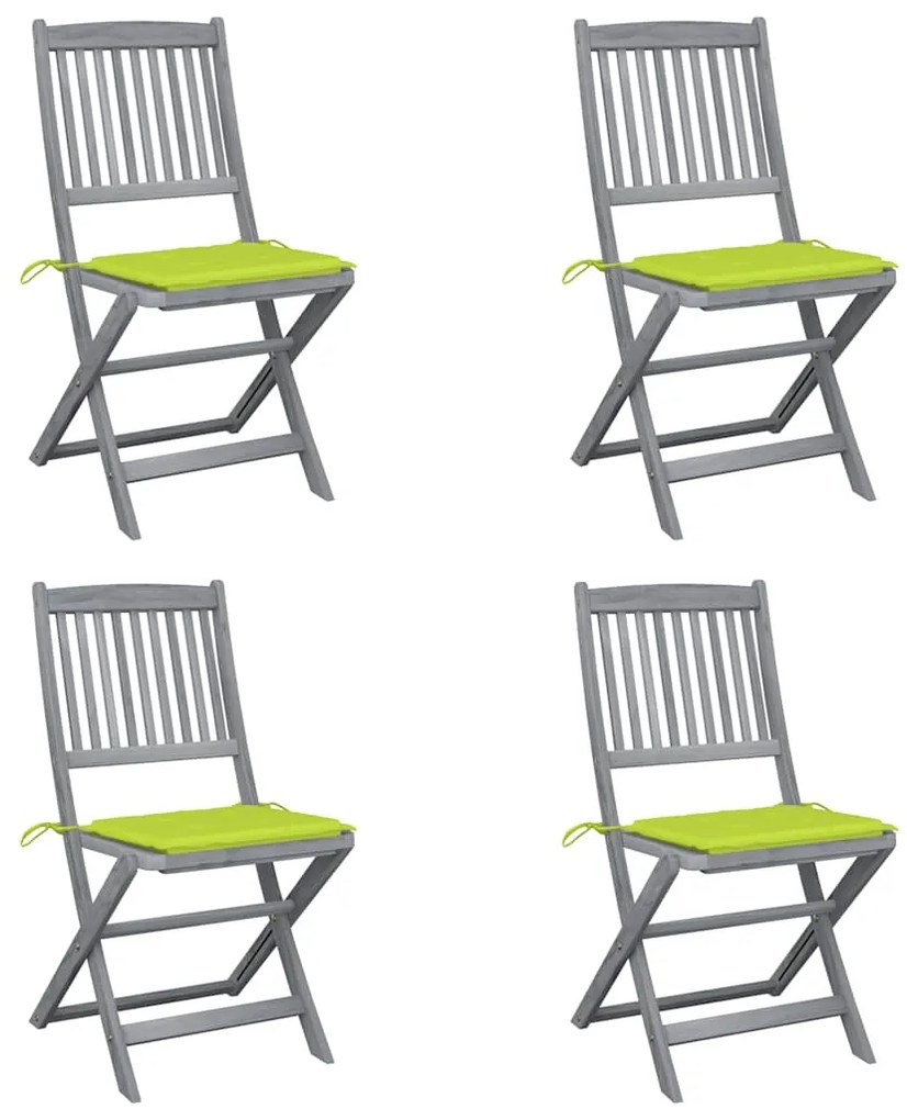 vidaXL Cadeiras exterior dobráveis c/ almofadões 4 pcs acácia maciça
