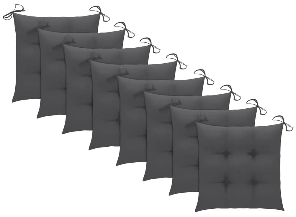 Cadeiras de jardim dobráveis 8 pcs c/ almofadões acácia maciça