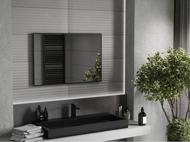 Mexen Loft espelho de casa de banho retangular 90 x 60 cm, moldura preta - 9852-090-060-000-70