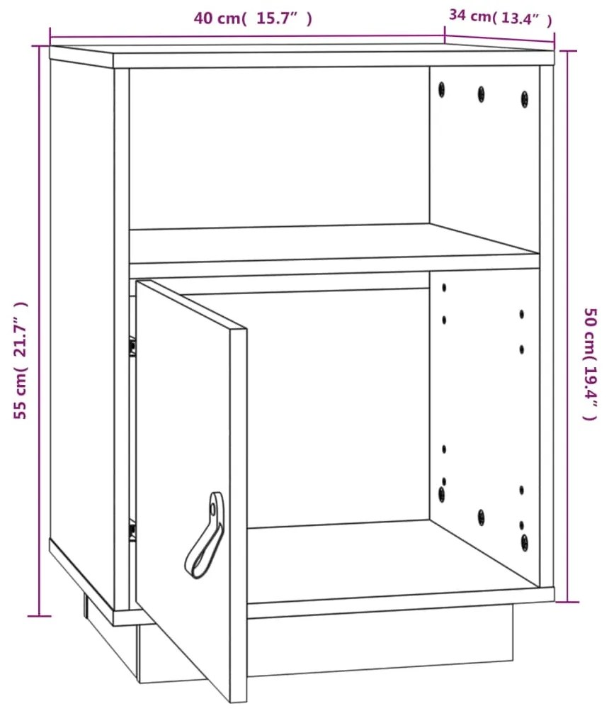 Mesas de cabeceira 2 pcs 40x34x55 cm pinho maciço cinza