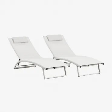 Pack De 2 Espreguiçadeiras Reclináveis Em Alumínio Com Almofada Dulem Gardénia Branco - Sklum