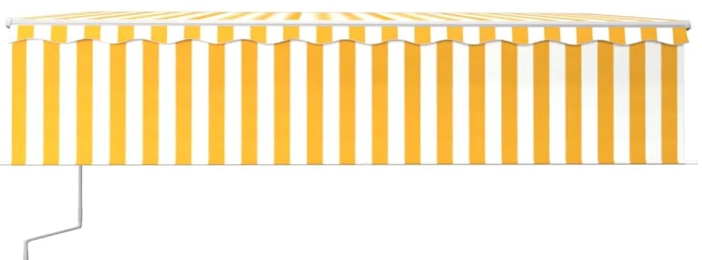 Toldo autom. c/ estore/LED/sensor de vento 6x3 m amarelo/branco