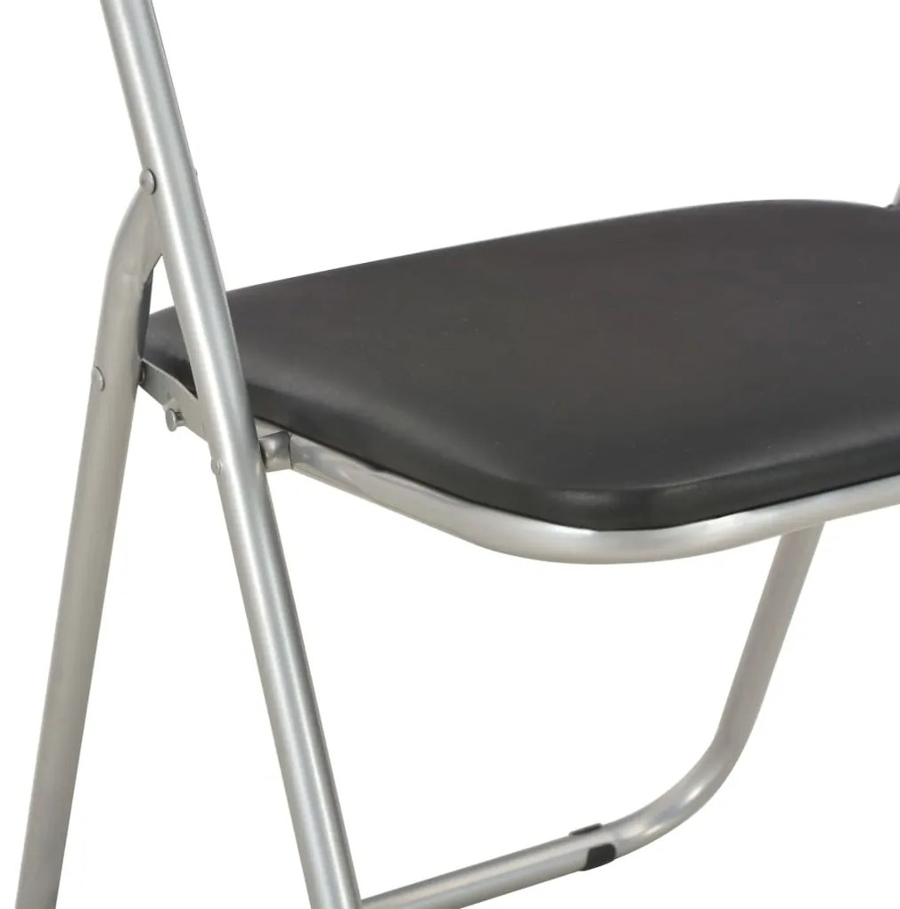 Cadeiras de jantar dobráveis 2 pcs couro artificial preto