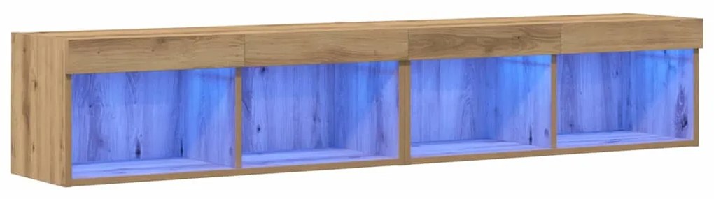 Armários para TV vidaXL com Luzes LED 2 pcs Carvalho Artesanal 80x30x3
