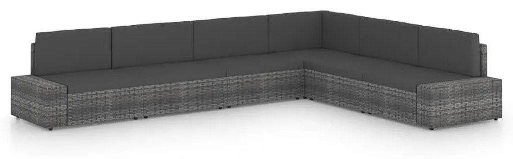 vidaXL 6 pcs conjunto lounge de jardim c/ almofadões vime PE cinzento