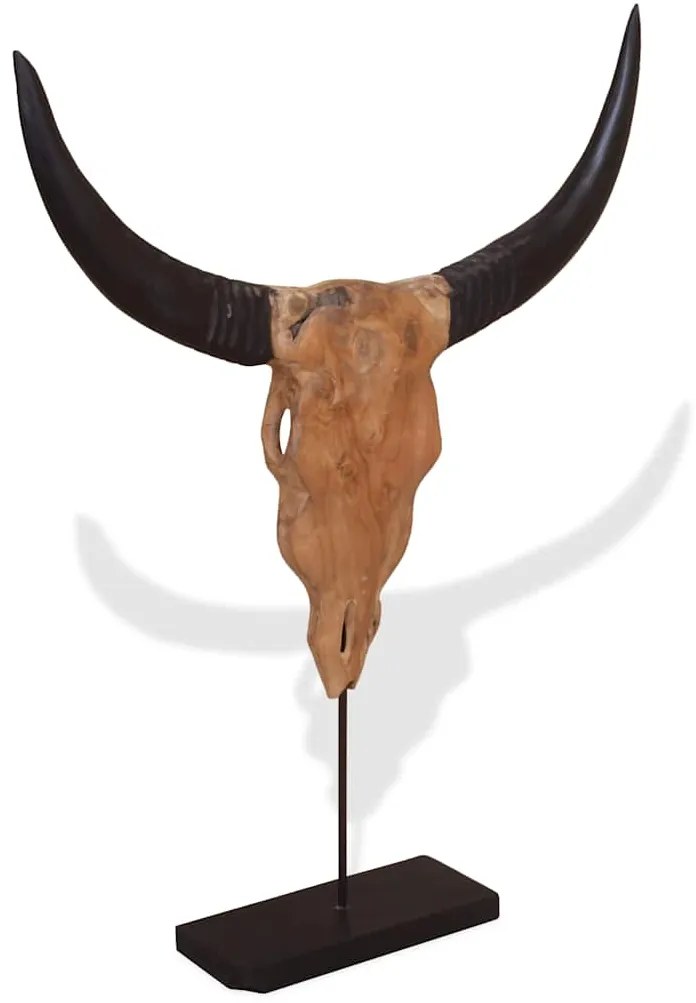 Touro Crânio Escultura Teca 66x15x88 cm