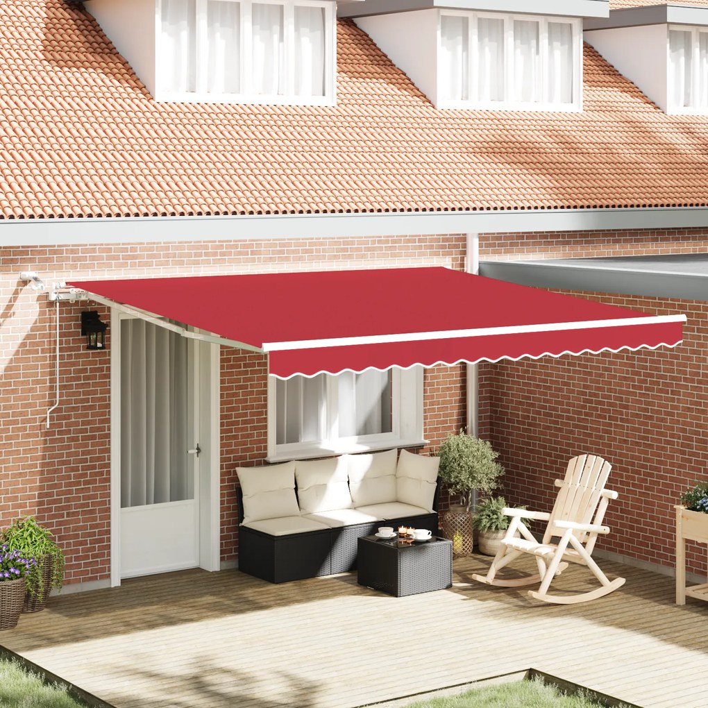 Toldo Retrátil Automático vidaXL com LED Vermelho 400x350 cm