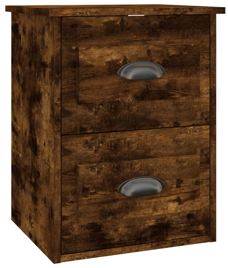 Mesas de cabeceira parede 2 pcs 41,5x36x53 cm carvalho fumado