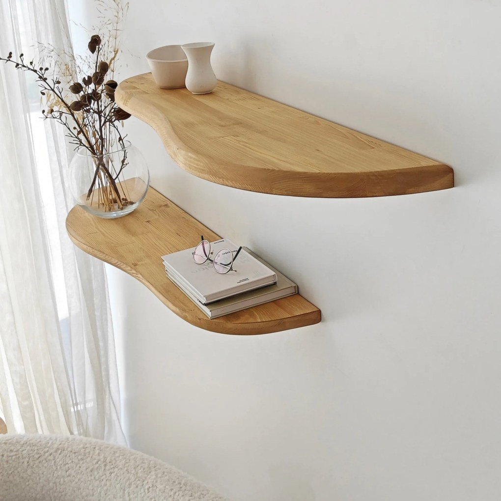 Prateleira de Parede Wavy – Carvalho – 100 cm x 25 cm (2 Peças)