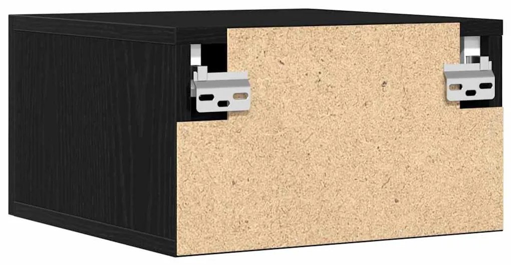 Criado-mudo Wall-Mounted Carvalho Preto 35x35x20 cm