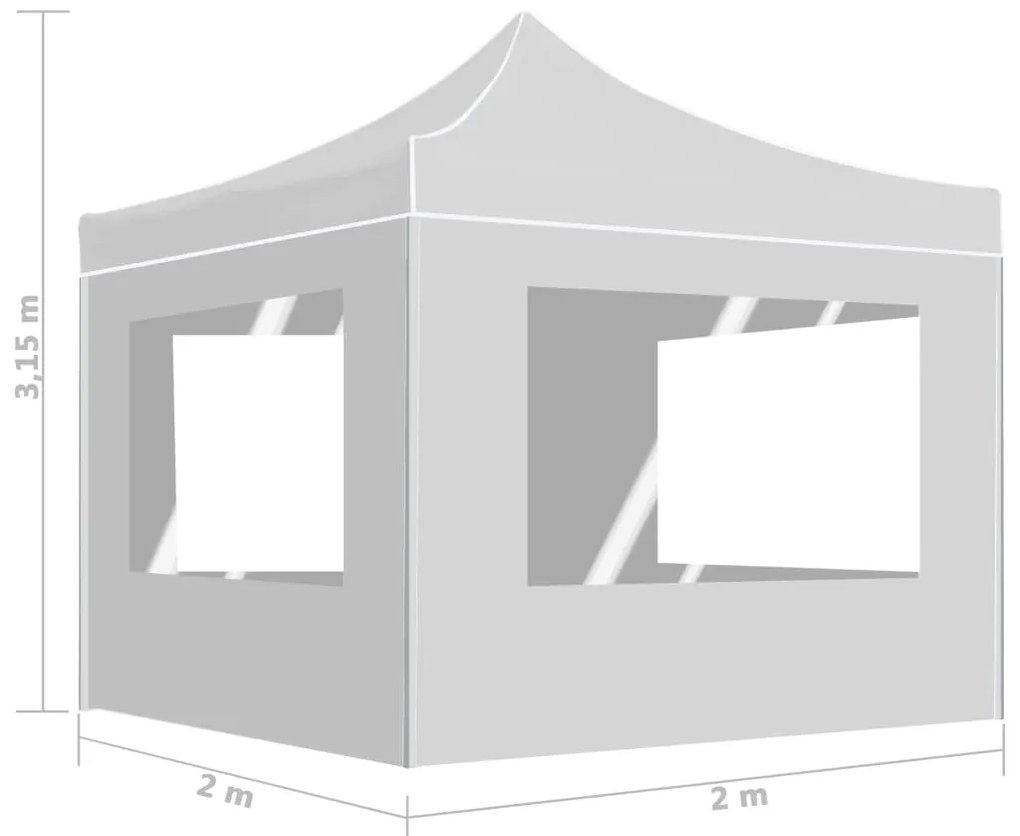 Tenda dobrável profissional com paredes 2x2m alumínio branco