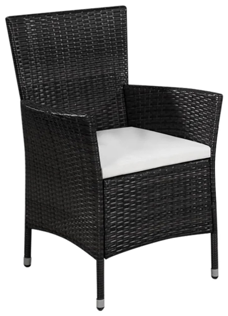 3 pcs conjunto bistrô vime PE preto