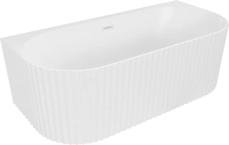Mexen Sella banheira independente de parede com textura 150 x 75 cm, branco mate, extravasor branco - 52711507501-20