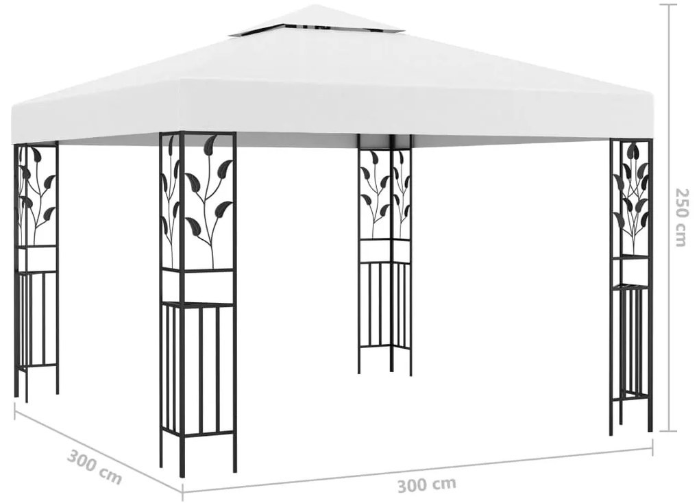 Gazebo com cordões de luzes LED 3x3 m branco