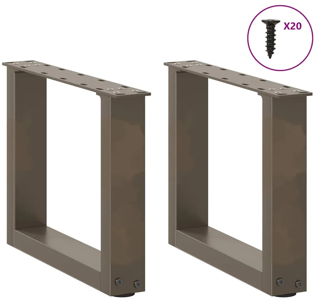 Pés para mesa de centro em formato de U, 2 peças, aço natural, 40x(30-