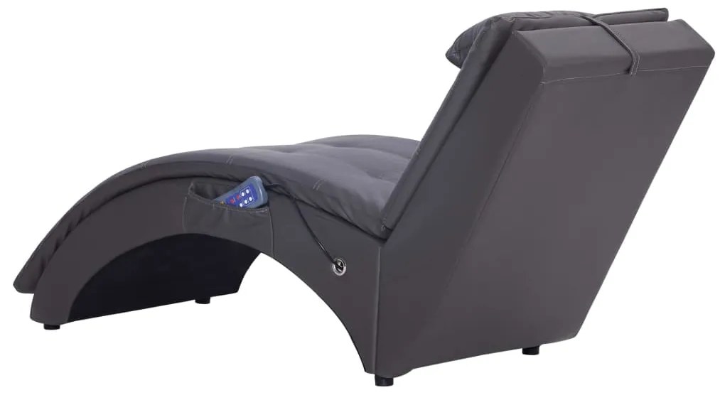 Chaise longue de massagem c/ almofada couro artificial cinzento