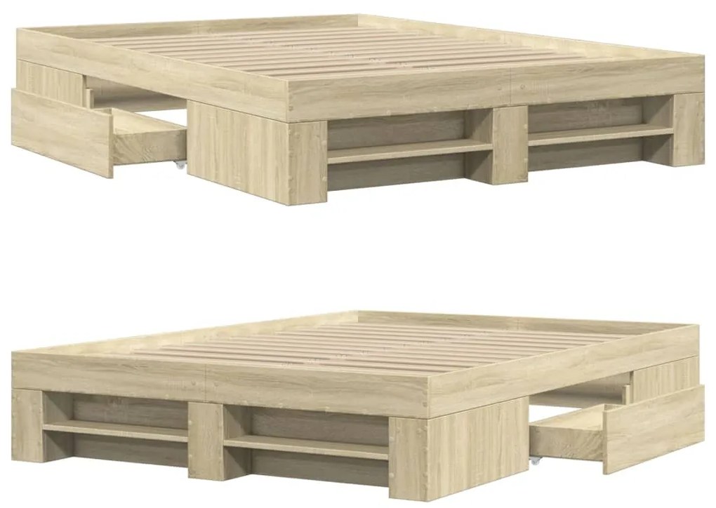 Estrutura de cama 135x190 cm derivados madeira carvalho sonoma