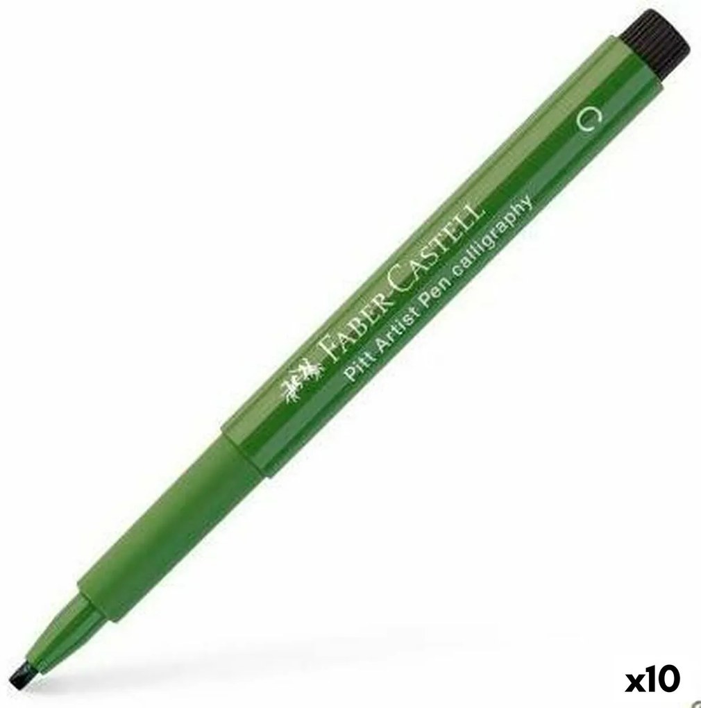 Marcadores Faber-castell Pitt Artist Caligrafia Verde Desbotado 10 Unidades