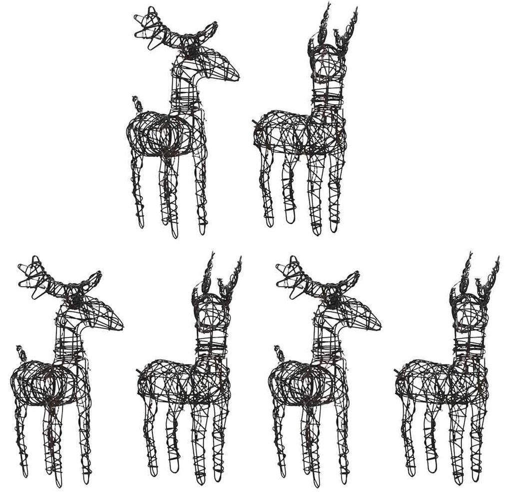 Decorações renas de Natal 6pcs 240 luzes LED vime branco quente