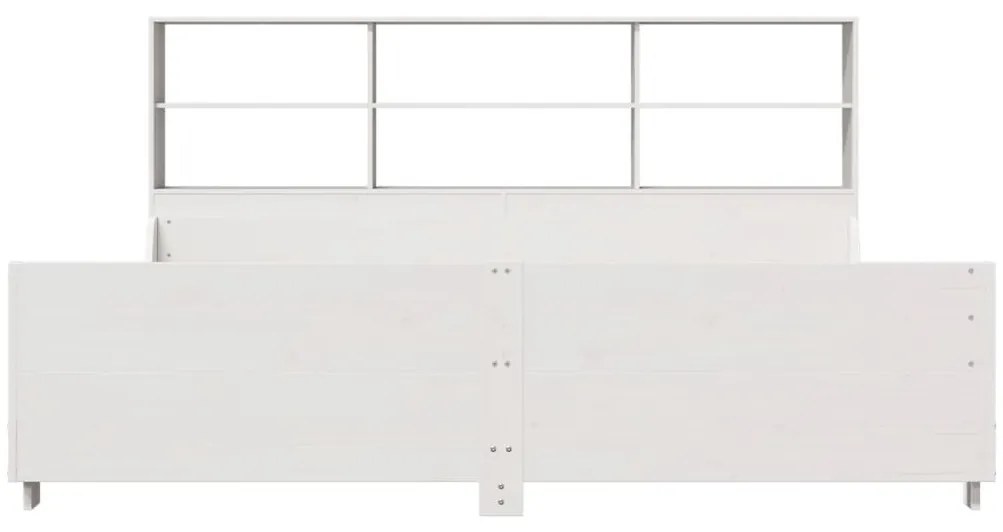 Cama com estante sem colchão 200x200 cm madeira maciça branco