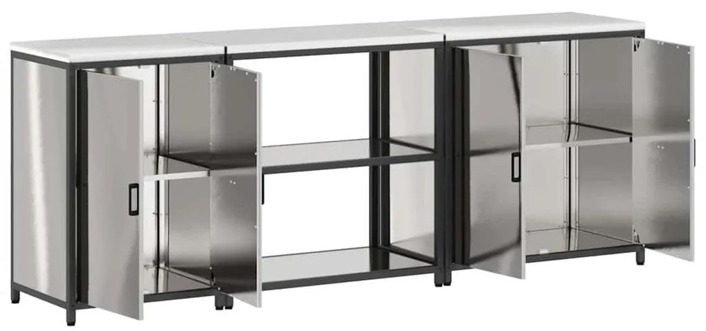Conjunto de Armazenamento de Cozinha com prateleira Outros 3 pcs Prata