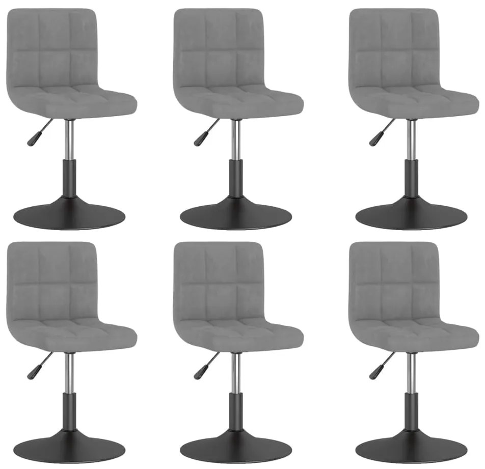 vidaXL Cadeiras de jantar giratórias 6 pcs veludo cinzento-claro