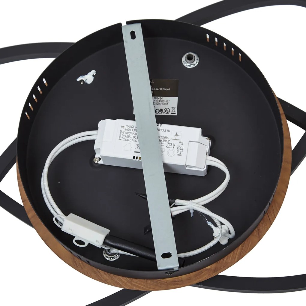 Plafon Preto com Madeira de Nogueira Incl. LED Regulável em 3 Níveis 2-Luzes - Kane